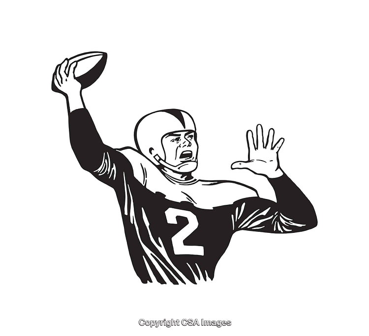Retro Style American Football Quarterback Line Art Illustration