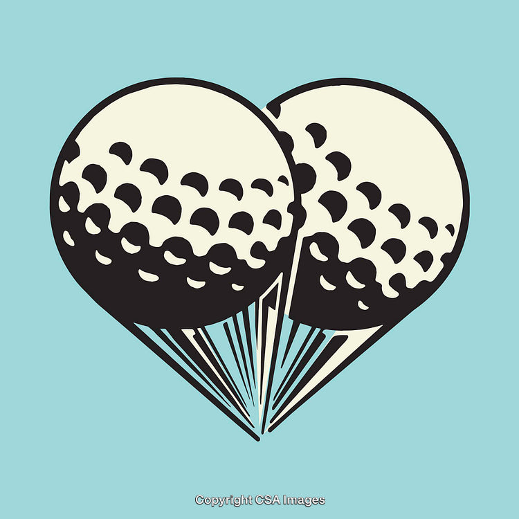 Creative Illustration of Two Golf Balls Forming a Heart Shape