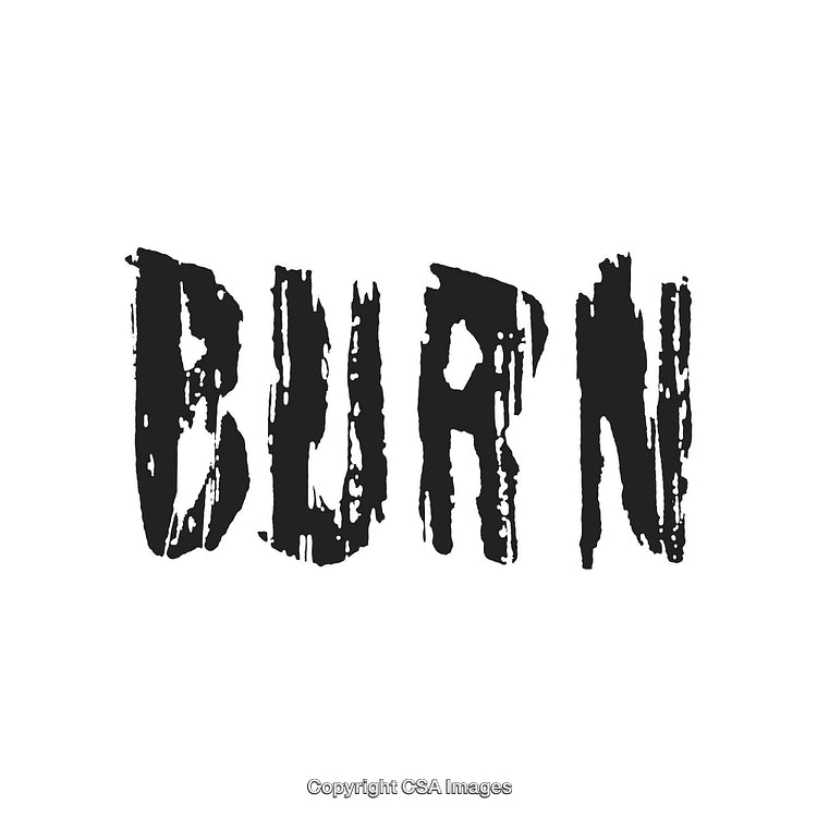 Grunge Style Typography Art Featuring the Word 'Burn' in Bold Black Letters