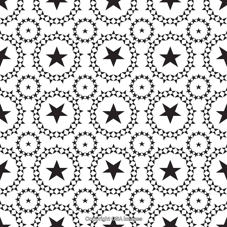 Black and White Patterns with Star and Geometric Designs