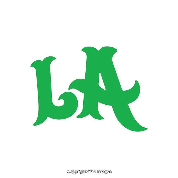 Green Stylized Text Artwork with Letters 'LA' on White Background