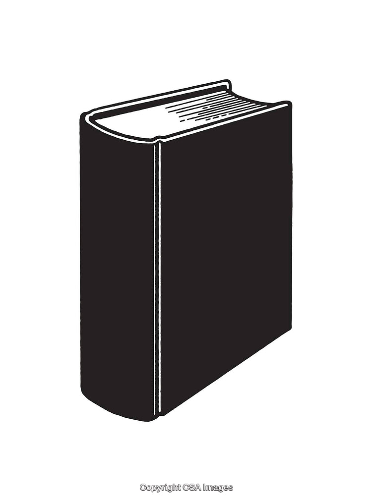 Black and White Line Art Illustration of a Closed Book Outline