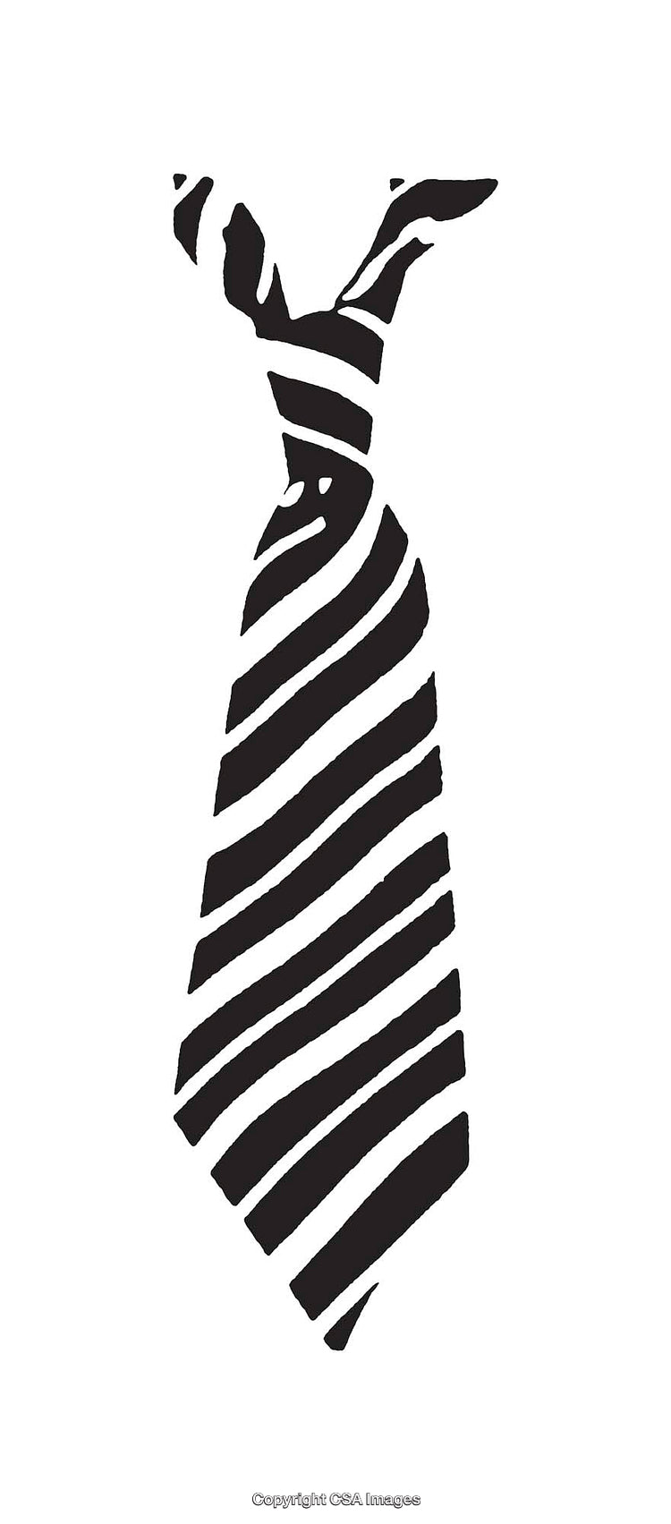 Black and White Striped Tie Illustration on a White Background