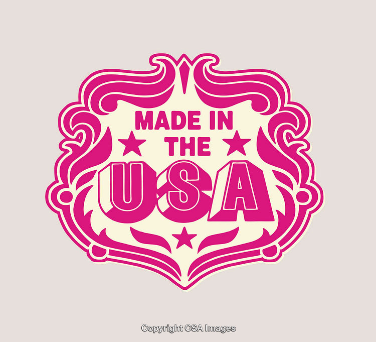 Decorative Made in the USA Label with Ornamental Elements