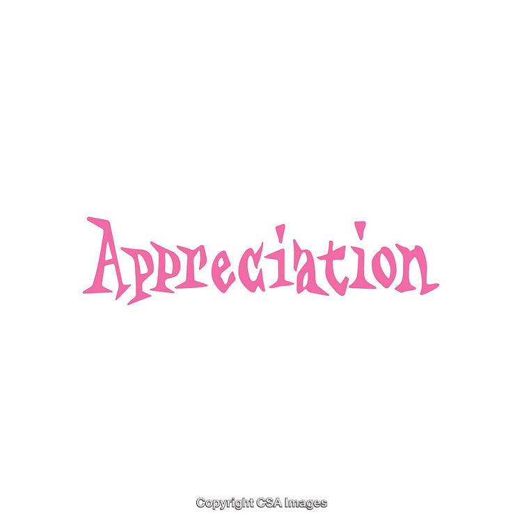 Pink Text With the Word 'Appreciation' on a White Background