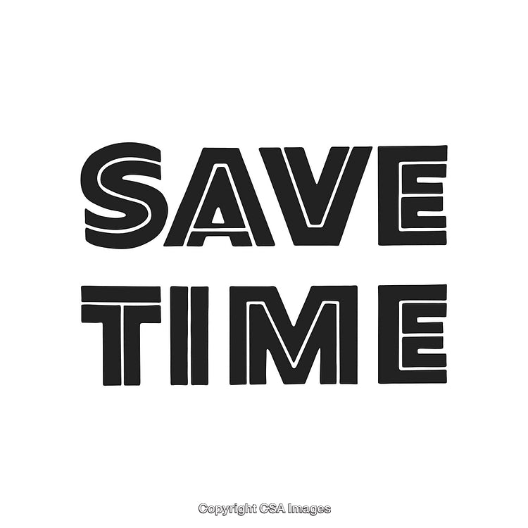 Black and White 'Save Time' Motivational Text on White Background