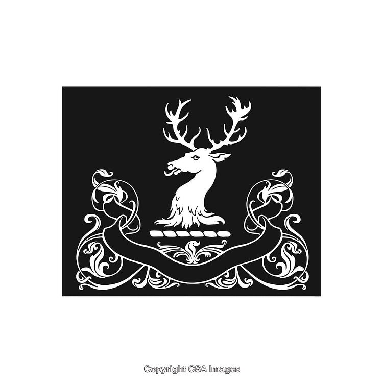 Ornamental Black and White Crest Design With Decorative Deer Motif