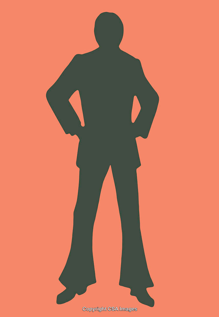Silhouette Figure Standing Confidently on Bold Orange Background