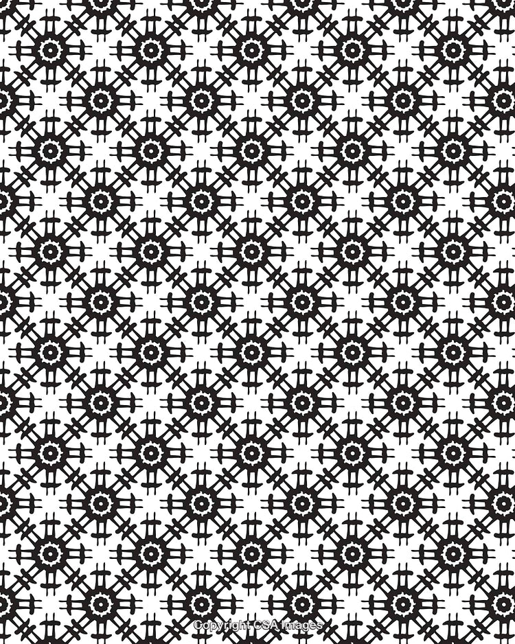Black and White Abstract Pattern with Geometric and Decorative Motifs