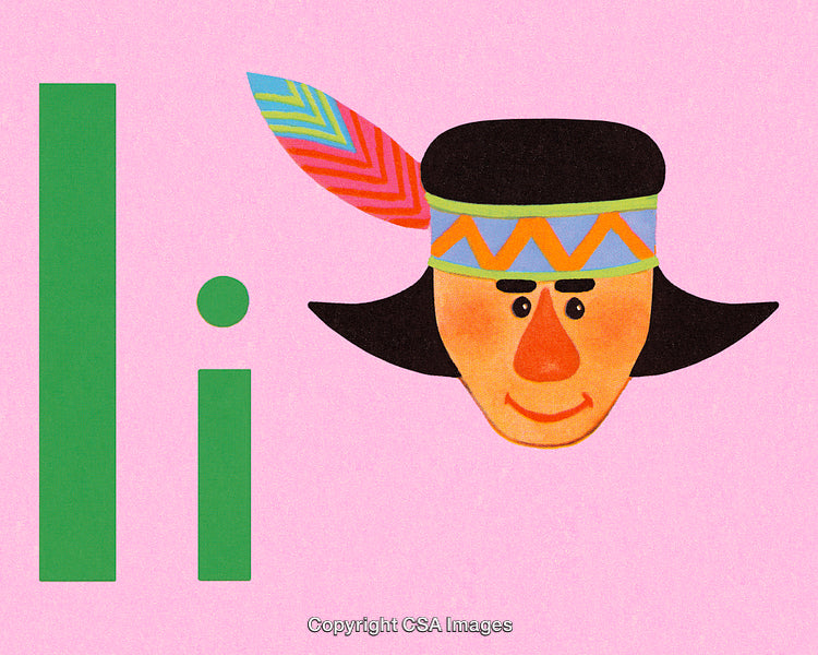 Illustration Featuring the Letter 'Li' and a Decorative Face on Pink Background