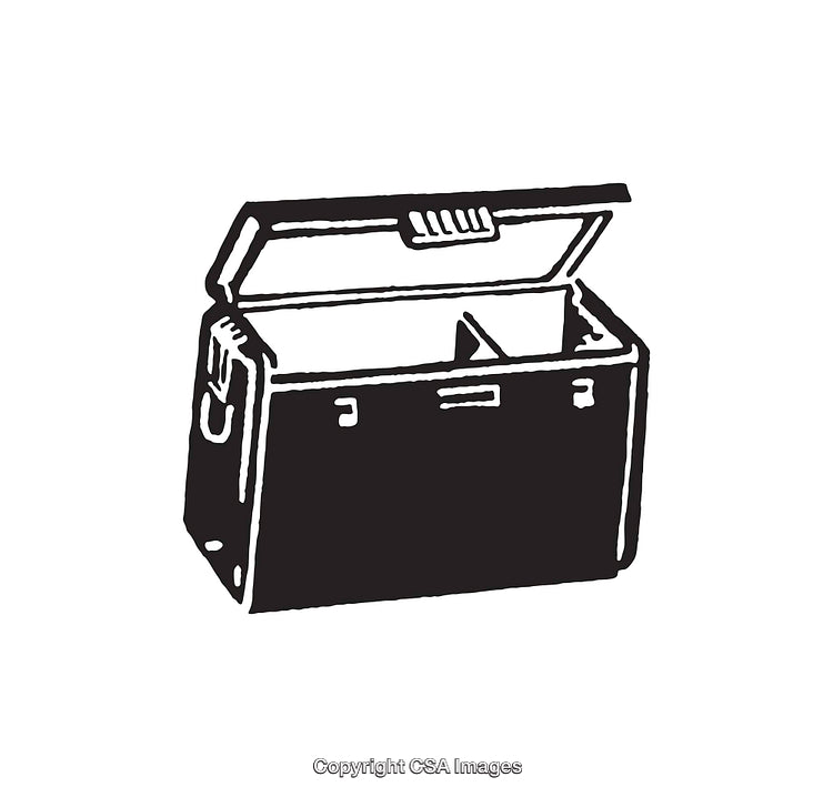 Black and White Line Art Illustration of an Open Box