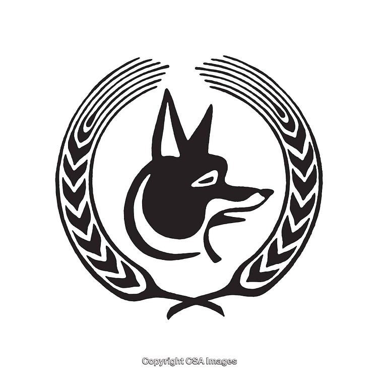 Black and White Artistic Wolf Illustration with Symmetrical Design