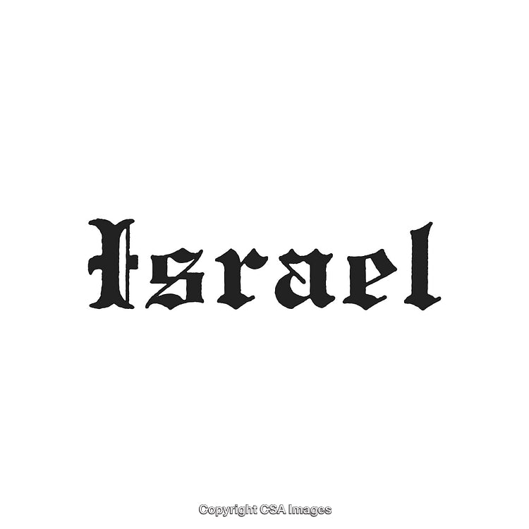Stylized Typography Design Featuring the Word Israel in Gothic Font Style