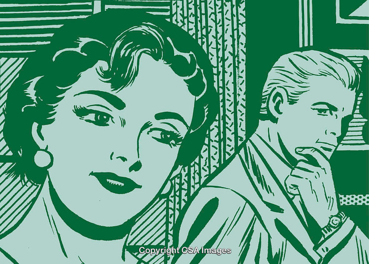 Retro Pop Art Style Illustration of a Man and Woman
