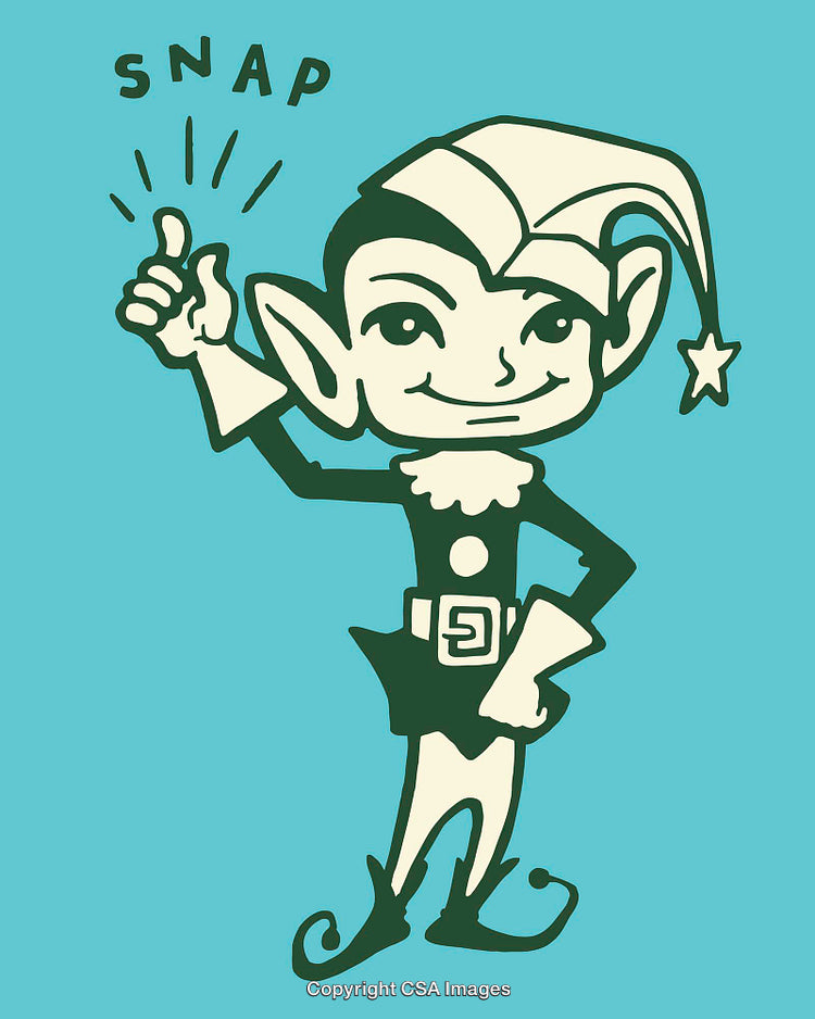 Cartoon Elf Giving Thumbs Up With Playful Expression On Blue Background
