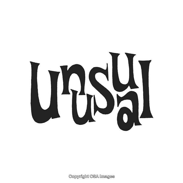 Abstract Typography Design Featuring the Word 'Unusual' in Artistic Style