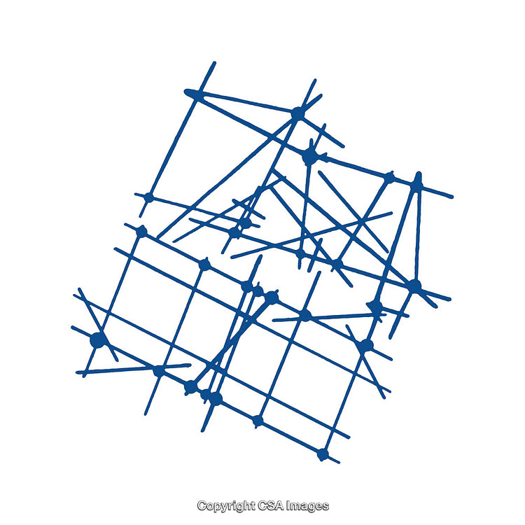 Abstract Blue Line Connection Structure with Nodes and Links