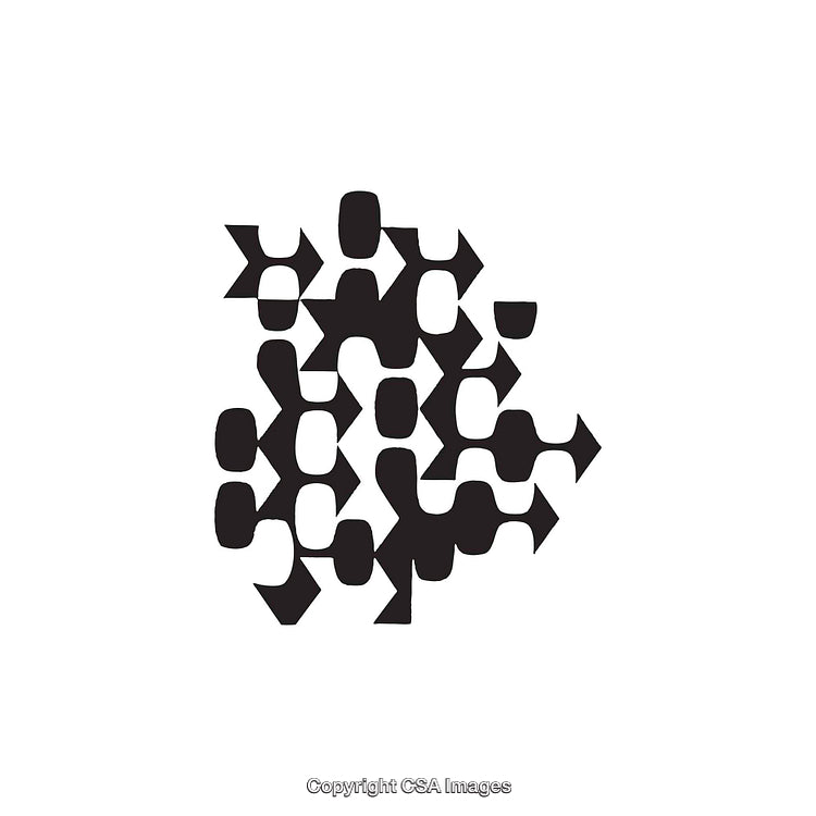 Abstract Black and White Geometric Arrow and Dot Pattern Symbol