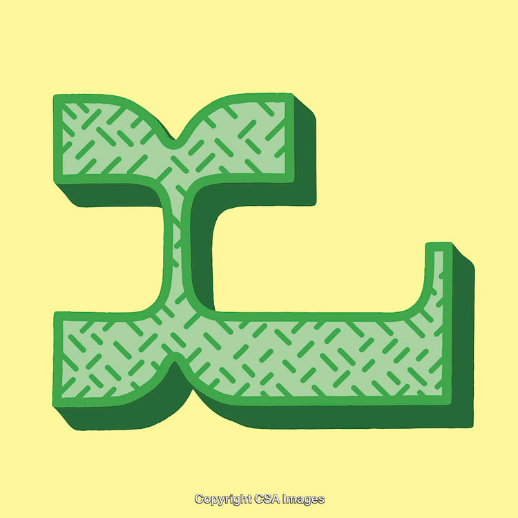 Artistic Representation of the Letter L in Green and Yellow Tones