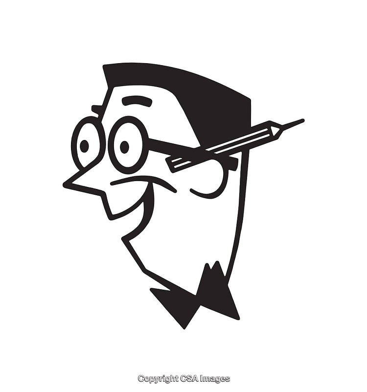 Black and White Retro Style Cartoon Portrait Pencil Drawing Illustration