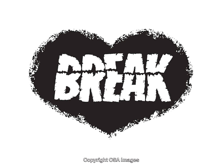 Black and White Grunge Heart Design with Bold Break Text