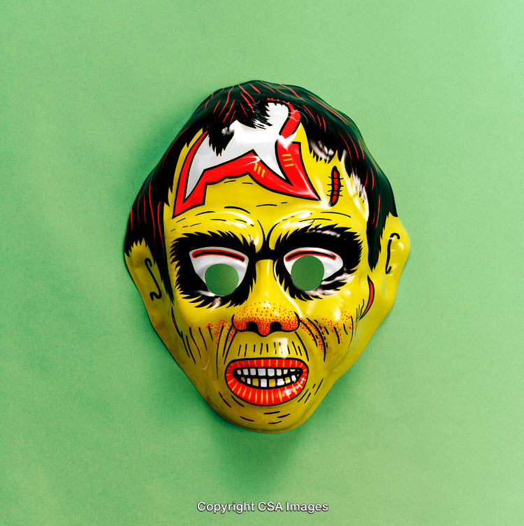 Colorful Vintage Mask on Green Background for Artistic and Halloween Themes