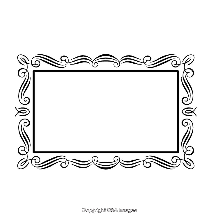 Ornate Black and White Swirl Frame Design with Intricate Borders