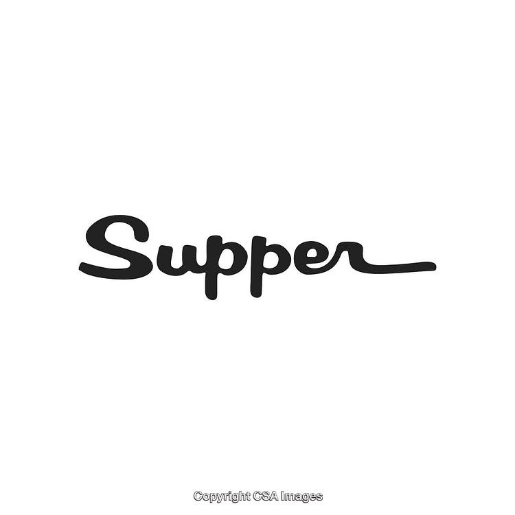 Elegant Supper Typography in Stylish Script on White Background