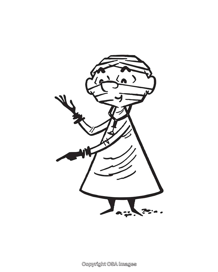 Black and White Line Art of a Person in Medical Attire