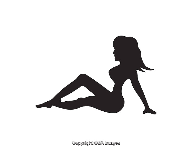 Black Silhouette of Sitting Female Figure in Artistic Pose