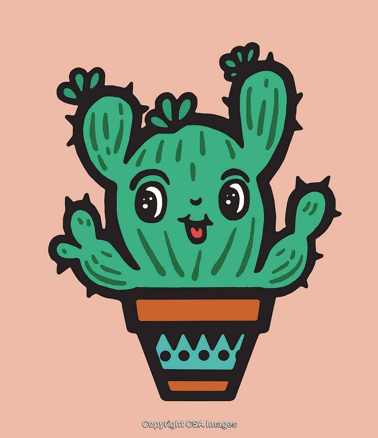 Adorable Cactus Character Illustration with Cartoon Style in a Vibrant Color Palette