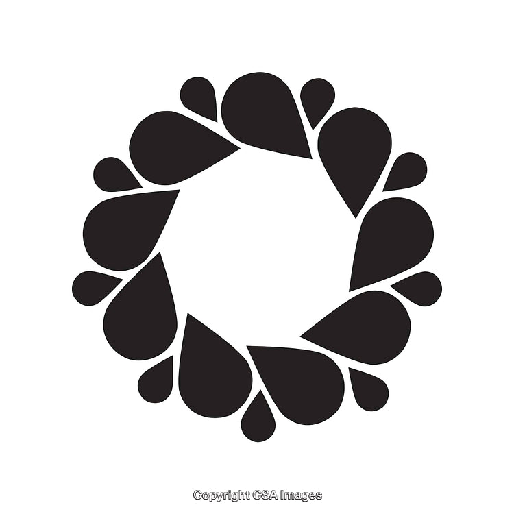 Black and White Stylized Circular Design Icon on White Background