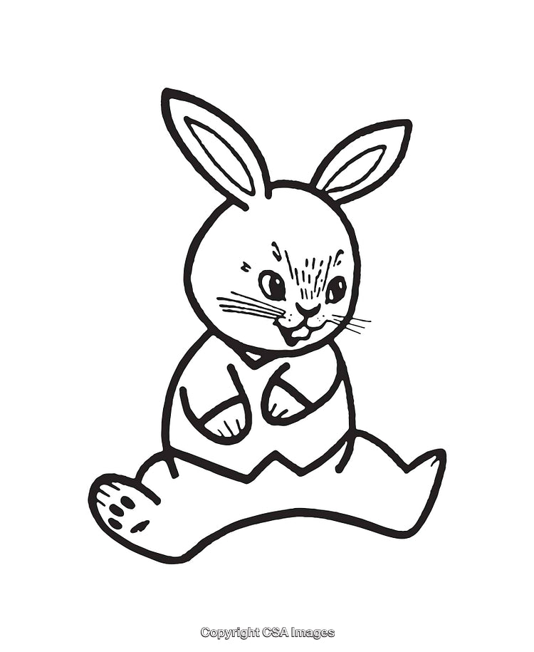 Adorable Black and White Line Drawing of a Cute Bunny Rabbit