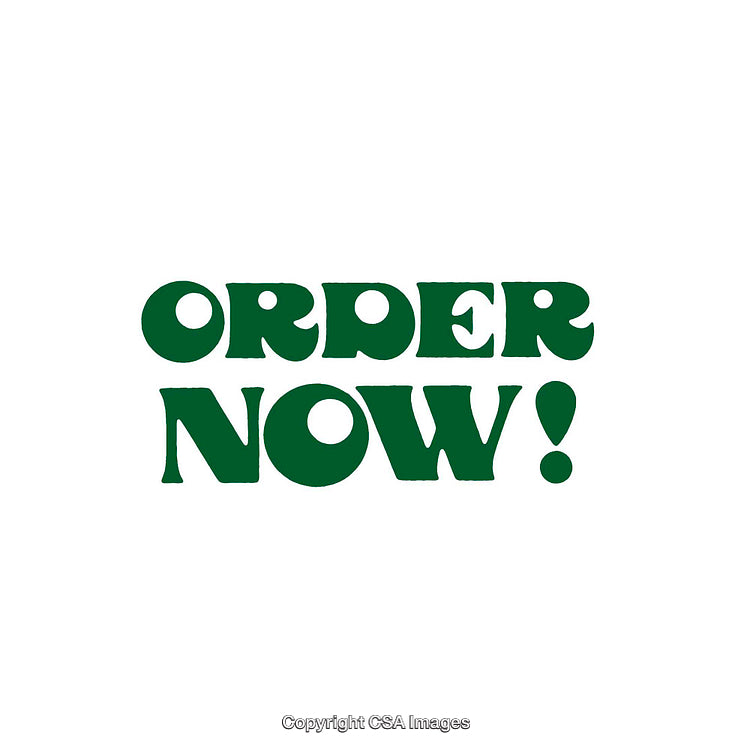Bold Green Order Now Sign on White Background