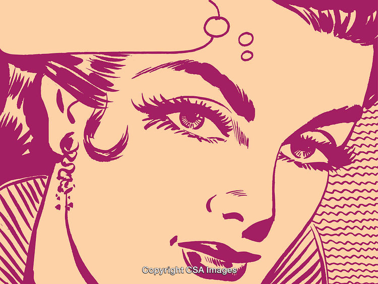 Pop Art Close-Up of Woman's Face in Vibrant Colors and Graphic Style