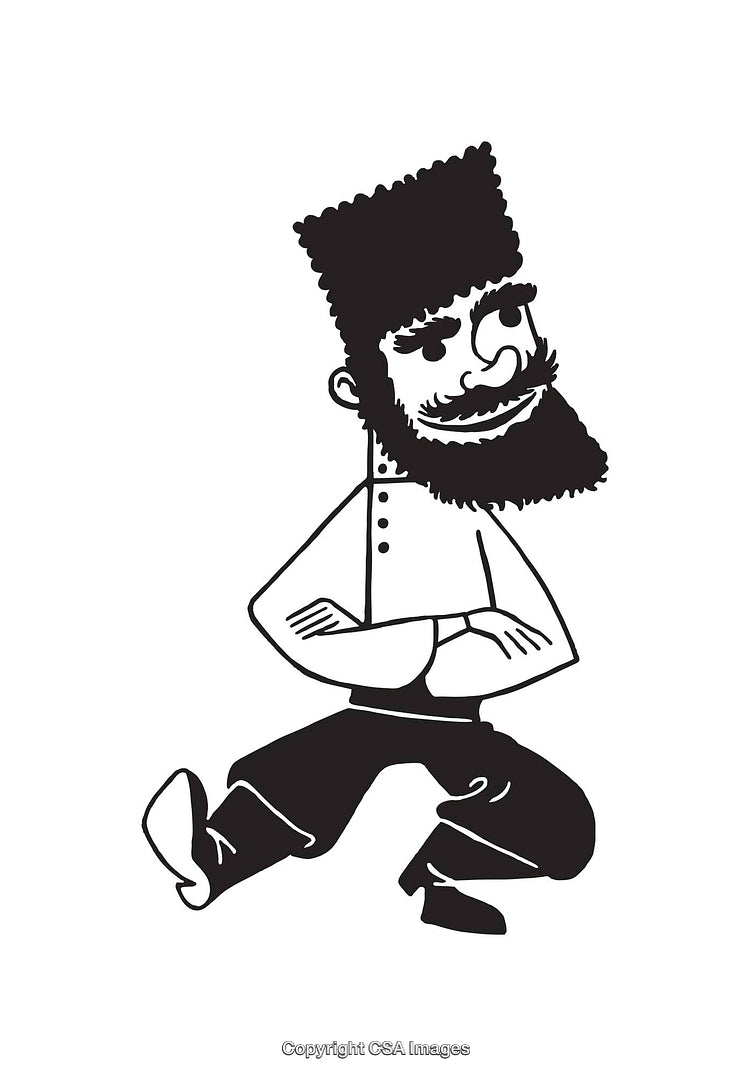 Black and White Illustration of Traditional Character in Artistic Line Drawing