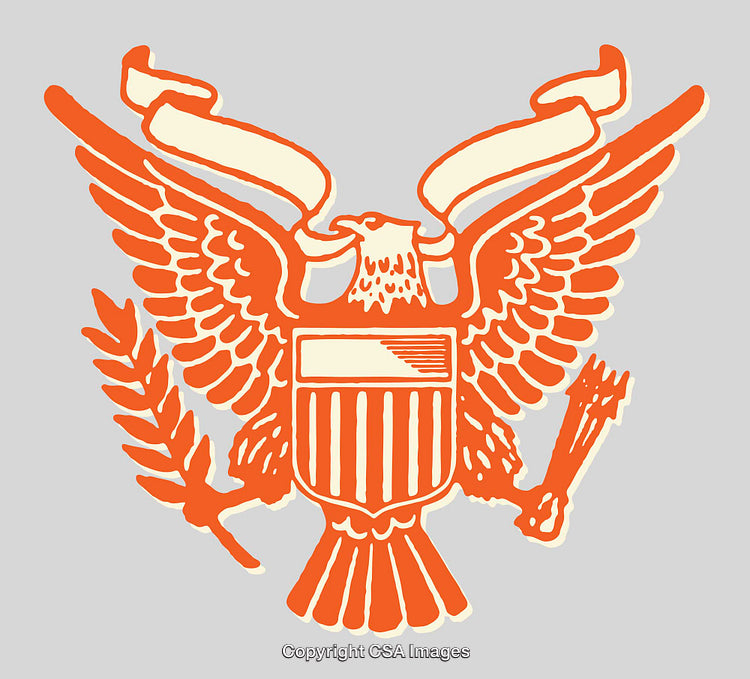Stylized American Eagle Emblem with Patriotic Color Outline Design