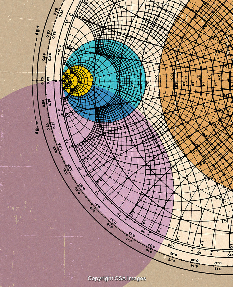 Vintage-Style Circular Chart Design in Geometric Patterns and Bright Colors