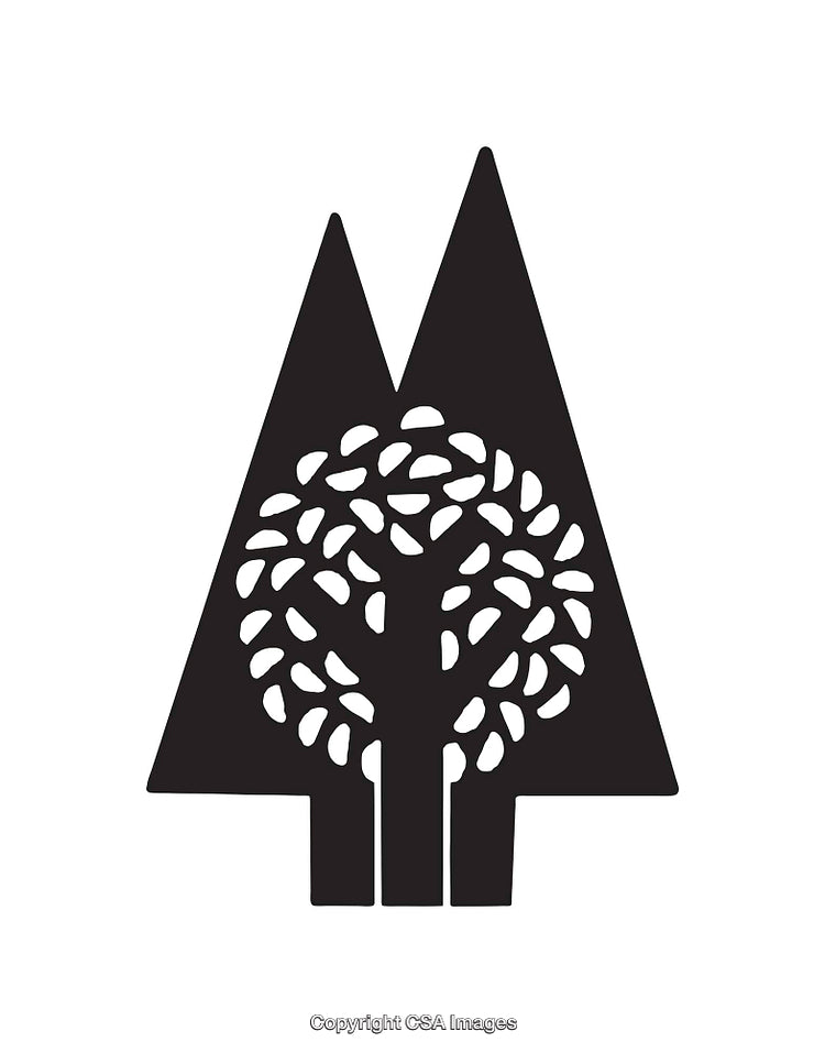 Abstract Black and White Line Art of Trees Illustration