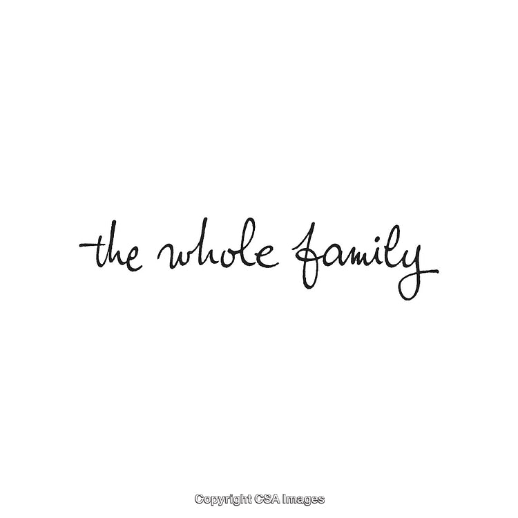 Handwritten Calligraphy Inscription Featuring the Words 'The Whole Family'