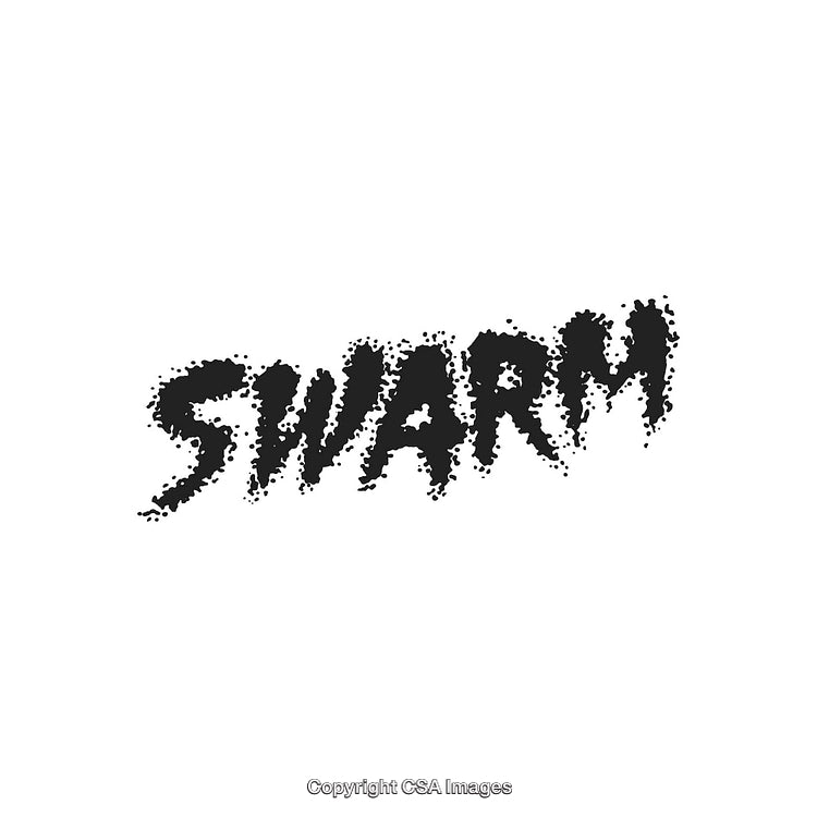 Dynamic Abstract Word Art Featuring the Word Swarm in Bold Distressed Style