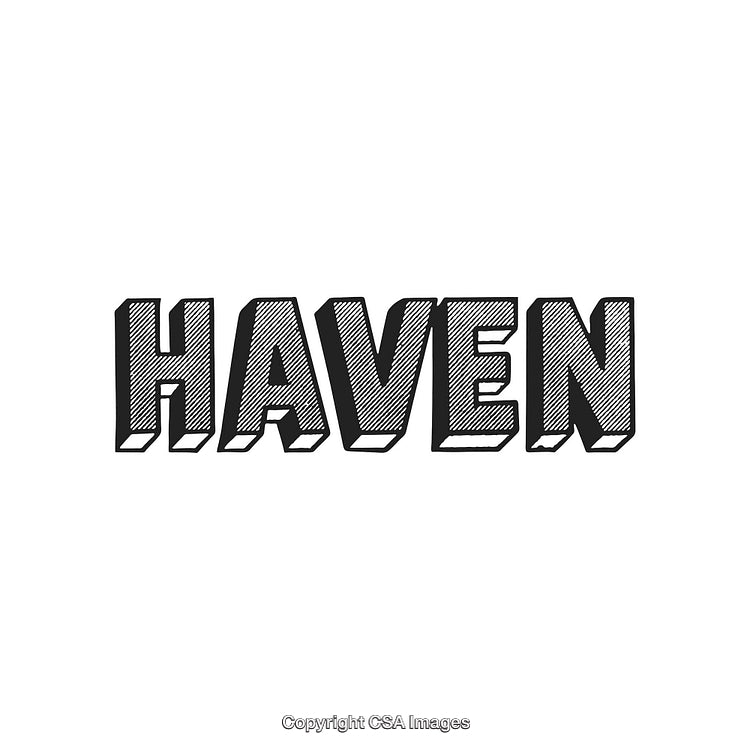 Bold Black And White Haven Text Design Highlighting Comfort and Security