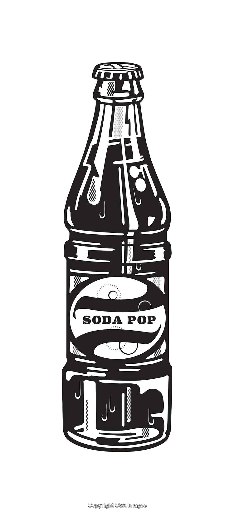Black and White Line Art of a Classic Soda Pop Bottle