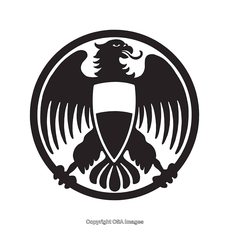 Black and White Stylized Icon of Heraldic Eagle Symbol