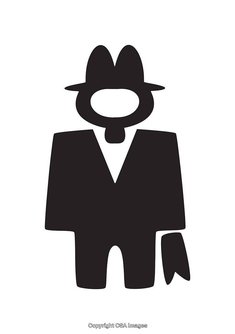 Simple Black and White Icon of a Formal Gentleman Character Design