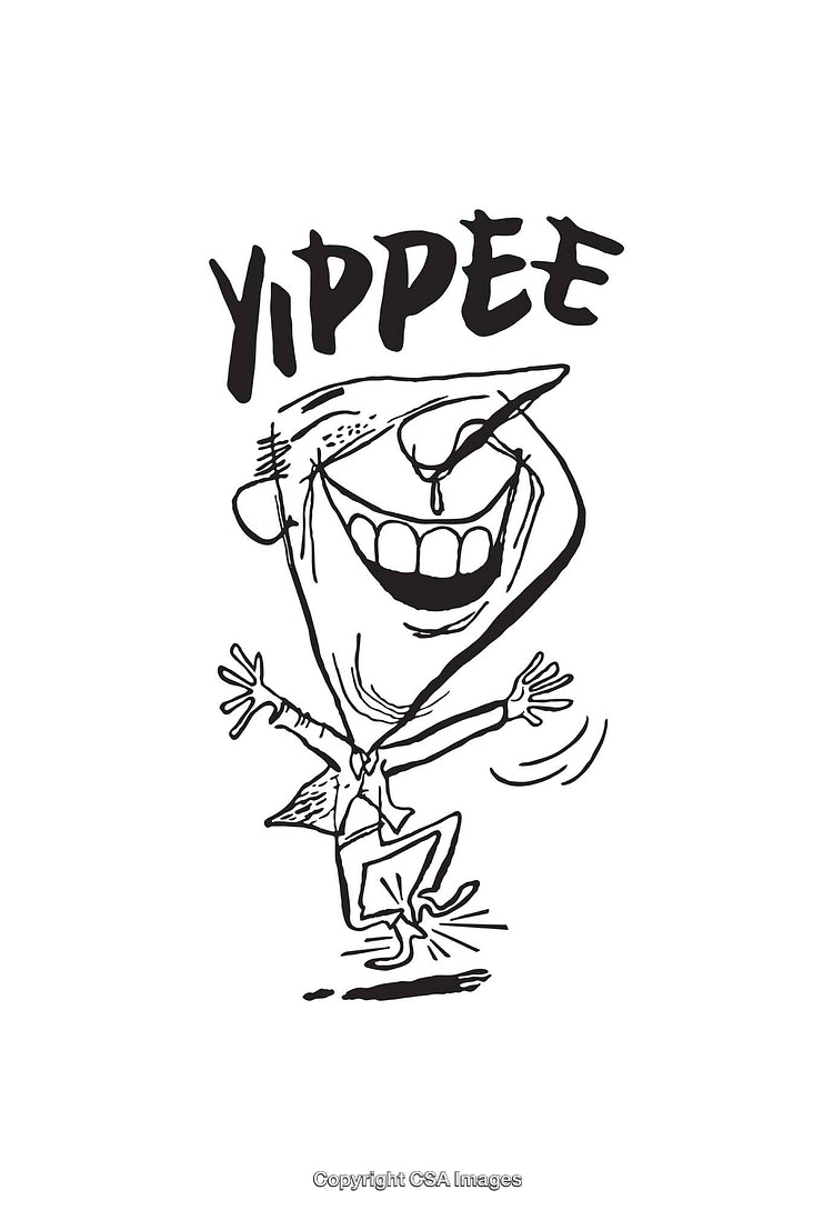 Excited Cartoon Character Illustration Expressing Joy with Yippee Text