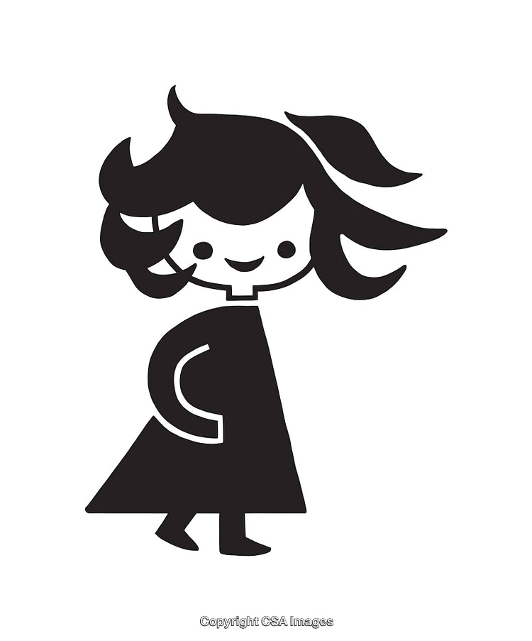 Playful Cartoon Character Illustration in Black and White Silhouette Style