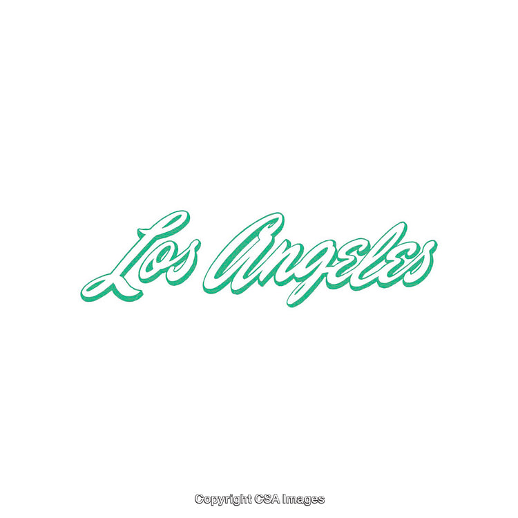 Stylish Green Outline Text of Los Angeles on White Background