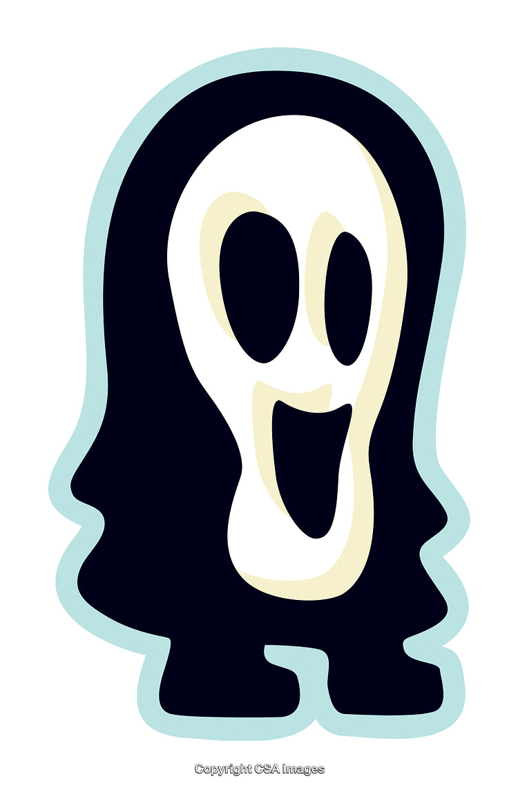 Abstract Ghost Illustration with Expressive Face in Cartoon Style