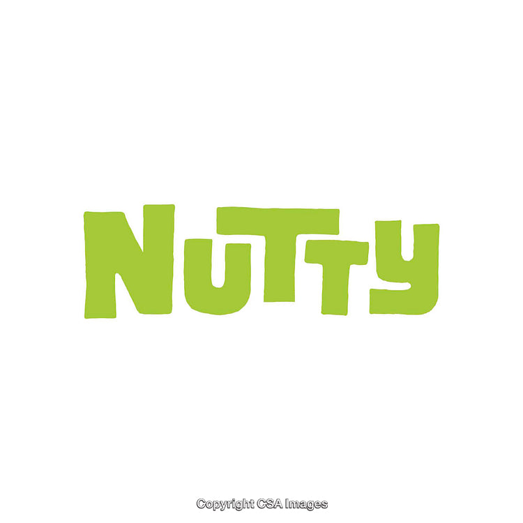 Bold Green Text Displaying the Word Nutty on a White Background